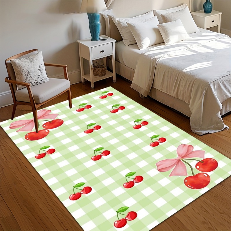 Commercial Ribbon Printing Machine - Lichtgroene gingham kersenrooskleurige strik vloerkleed geruite